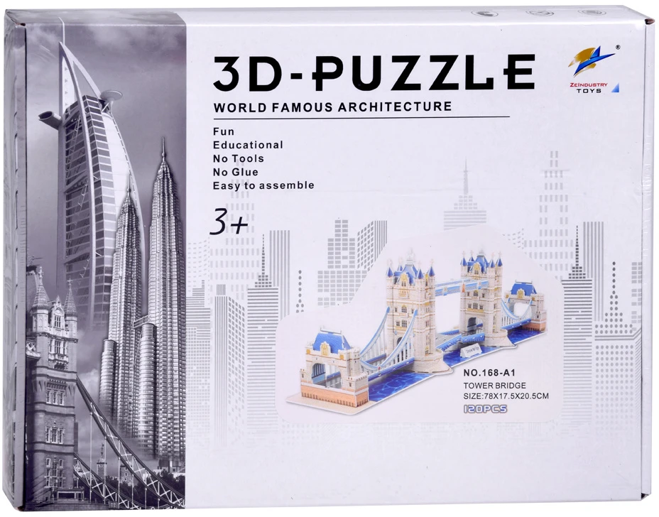 Jokomisiada Bokšto tiltas 3D Dėlionė 120 dalių erdvinė dėlionė Londonas ZA5399