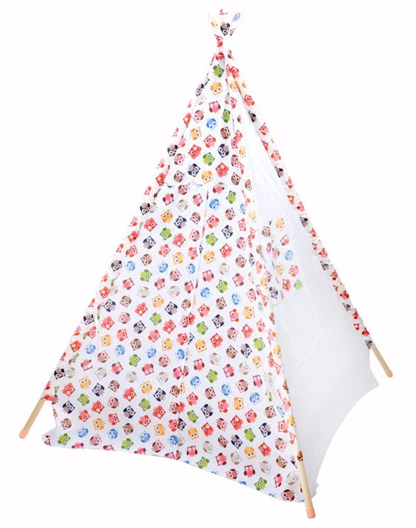 Jokomisiada Teepee Wigwam linksmos pelėdos vaikui