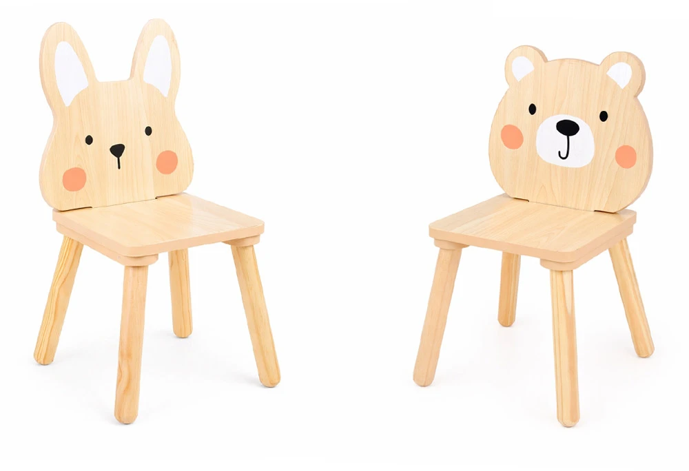 Jokomisiada Children's table and chairs - wooden set Teddy bear and bunny ZA6169