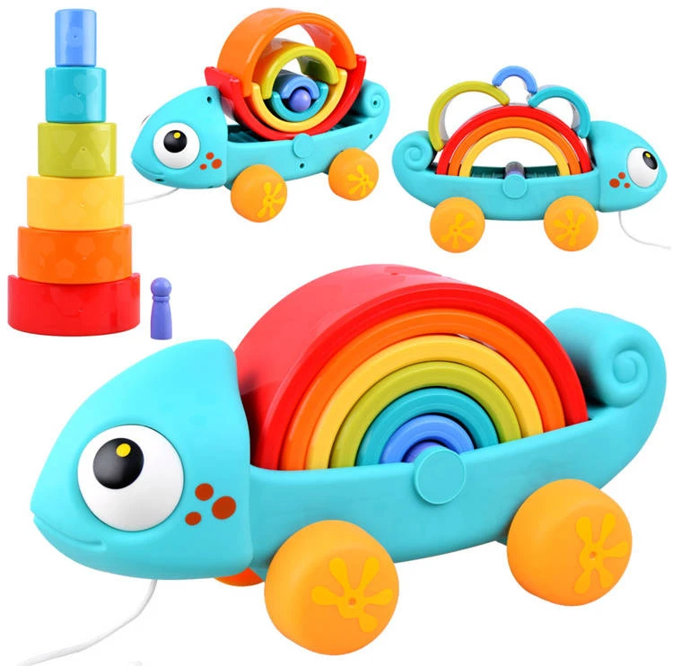 Dėlionė Jokomisiada Vaivorykštės chameleono galvosūkis Montessori piramidas ZA4532