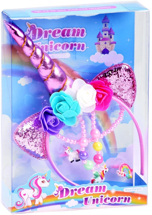 Jokomisiada UNICORN hairband + jewelry: pakabukas and 2x ring ZA3794