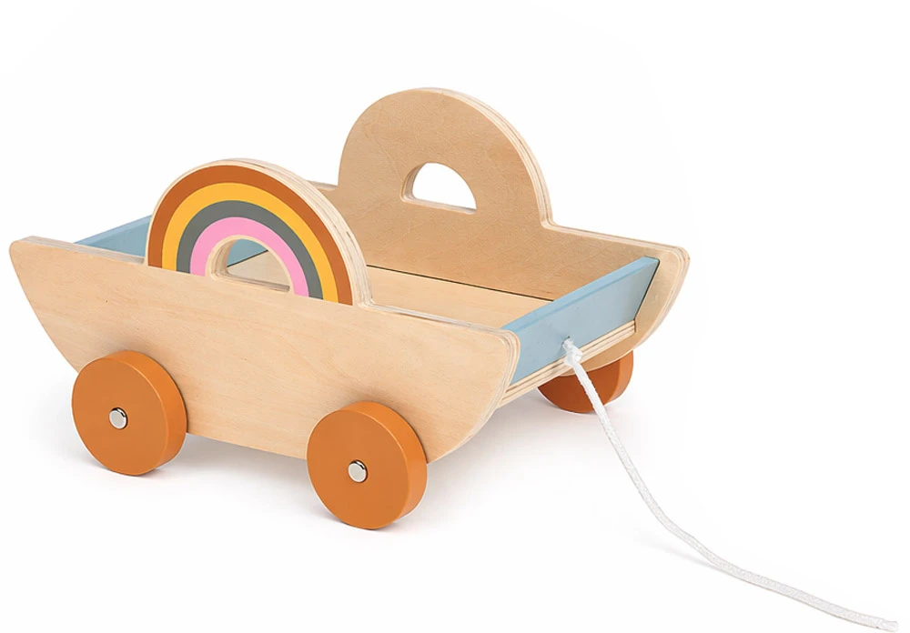 Jokomisiada Wooden cart with 7 animals to pull ZA6168