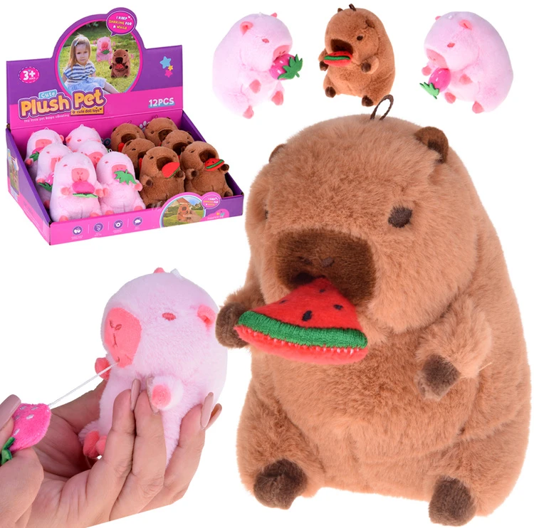 Jokomisiada Adorable CAPYBARA pendant eating a watermelon mini mascot 10 cm ZA5733