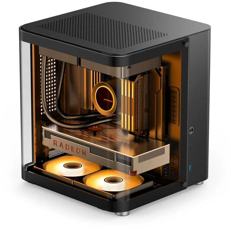 Jonsbo TK-1 2.0 Micro-ATX kompiuterio korpusas, Tempered Glass – juodos spalvos