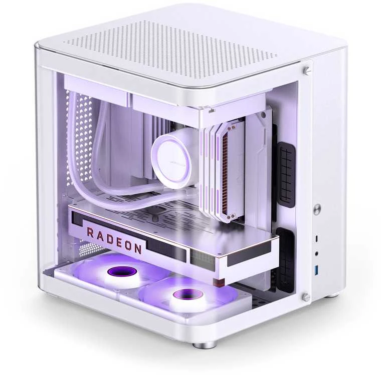 Jonsbo TK-1 2.0 Micro-ATX kompiuterio korpusas, Tempered Glass – baltos spalvos
