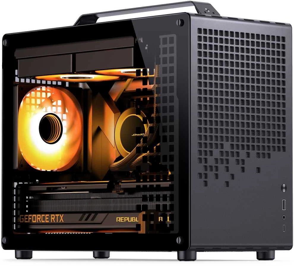 Jonsplus Z20 Micro-ATX kompiuterio korpusas, mit Tragegriff – juodos spalvos
