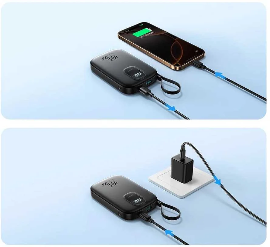 Išorinė baterija Power Bank Joyroom JR-PBF18 22.5W with Lightning cable 10000mAh juoda