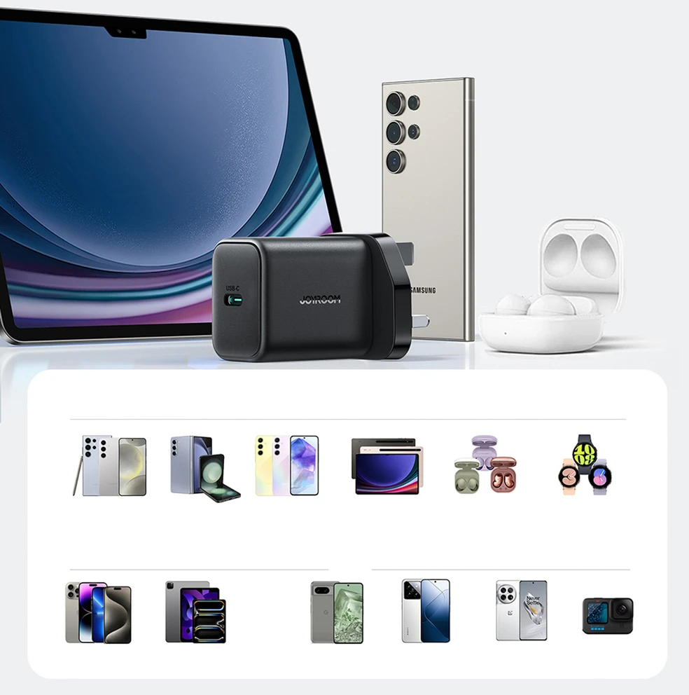Joyroom JR-TCF23 25W sieninis įkroviklis su 1 m USB-C laidu - Juodas