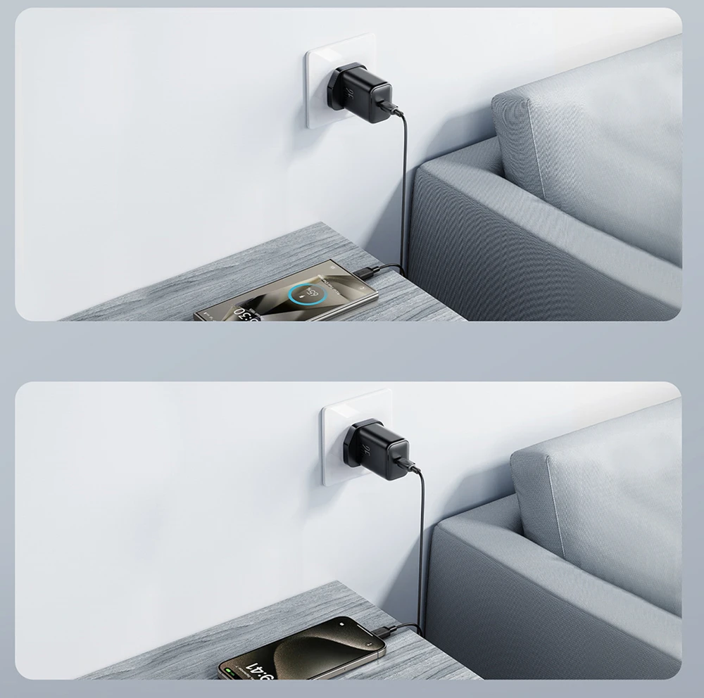 Joyroom JR-TCF23 25W sieninis įkroviklis su 1 m USB-C laidu - Juodas