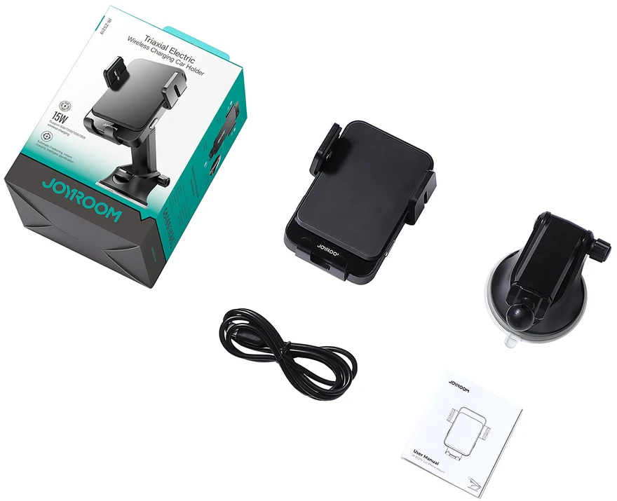 Joyroom JR-ZS219 automobilinių laikiklių rinkinys su Qi indukciniu įkrovikliu (juodas)