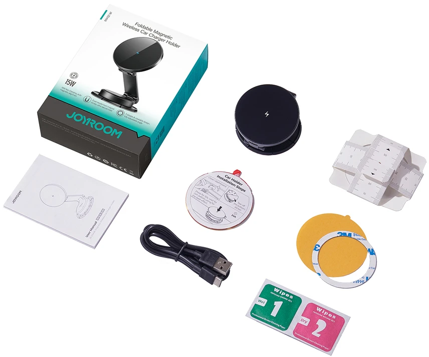 Joyroom JR-ZS408 magnetinis laikiklis su 15 W indukciniu įkrovikliu automobilio kabinai – juodas