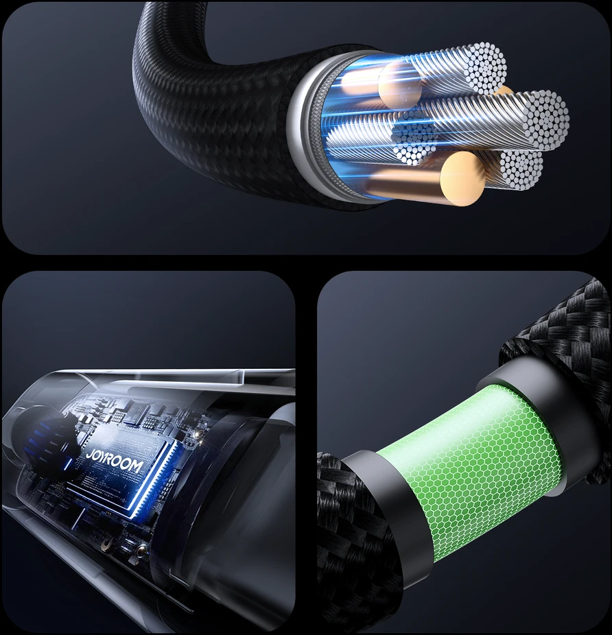 Joyroom S-A16 Pro Prism Series 30W USB-C – Lightning kabelis su Ekranas 1.2m – juodos spalvos