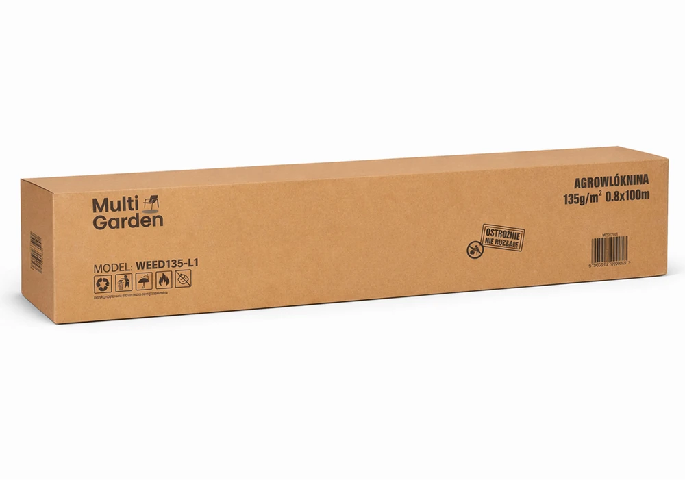 Juoda UV spinduliams atspari agroplėvelė 135 g/m² piktžolių kontrolės danga 0,8×100 m, smeigės, MultiGarden