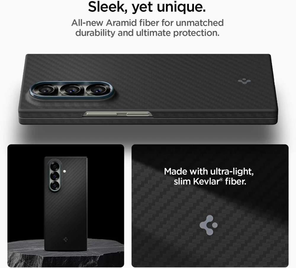 Dėklas Spigen Airskin Aramid Galaxy Z Fold 7 juoda