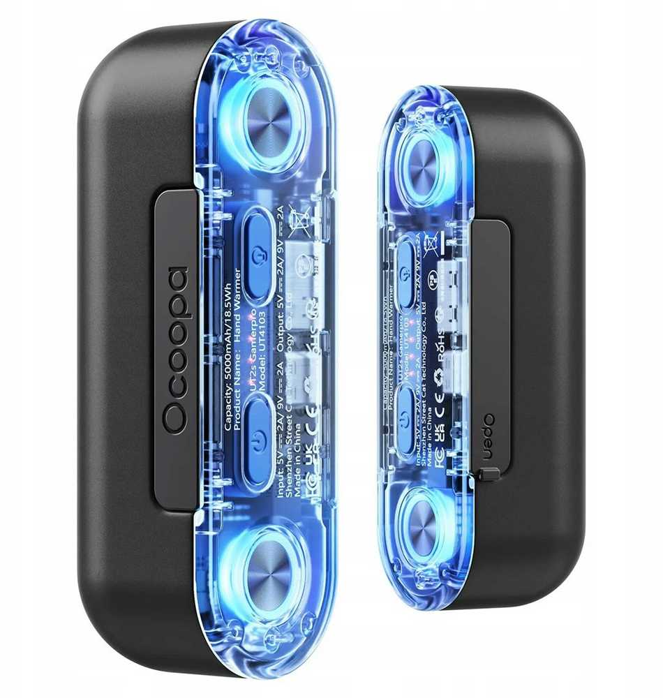Ocoopa UT2s GamerPro, 2x 5000 mAh, iki 2*8h, maitinimo blokas 18 W, LED, juoda