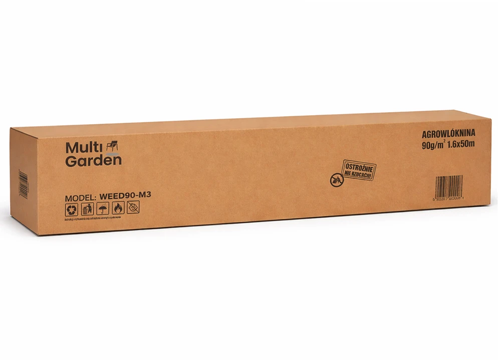 Juodas UV spinduliams atsparus agroaudinys 90 g/m² piktžolių kontrolės danga 1,6 × 50 m, smeigtukai, MultiGarden