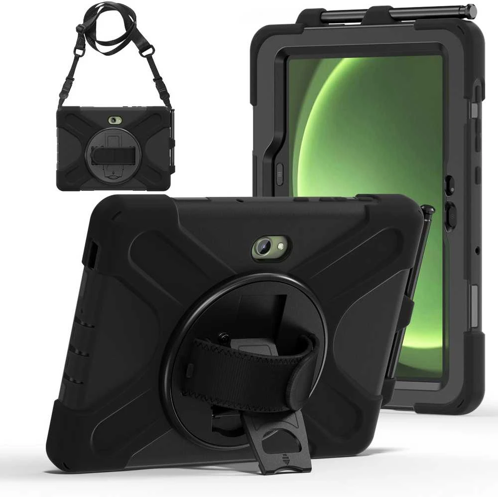Just Must JM Rugged Case Grip for Samsung Galaxy Tab Active Pro/ Active4 Pro/ Active5 Pro with a strap Juodas