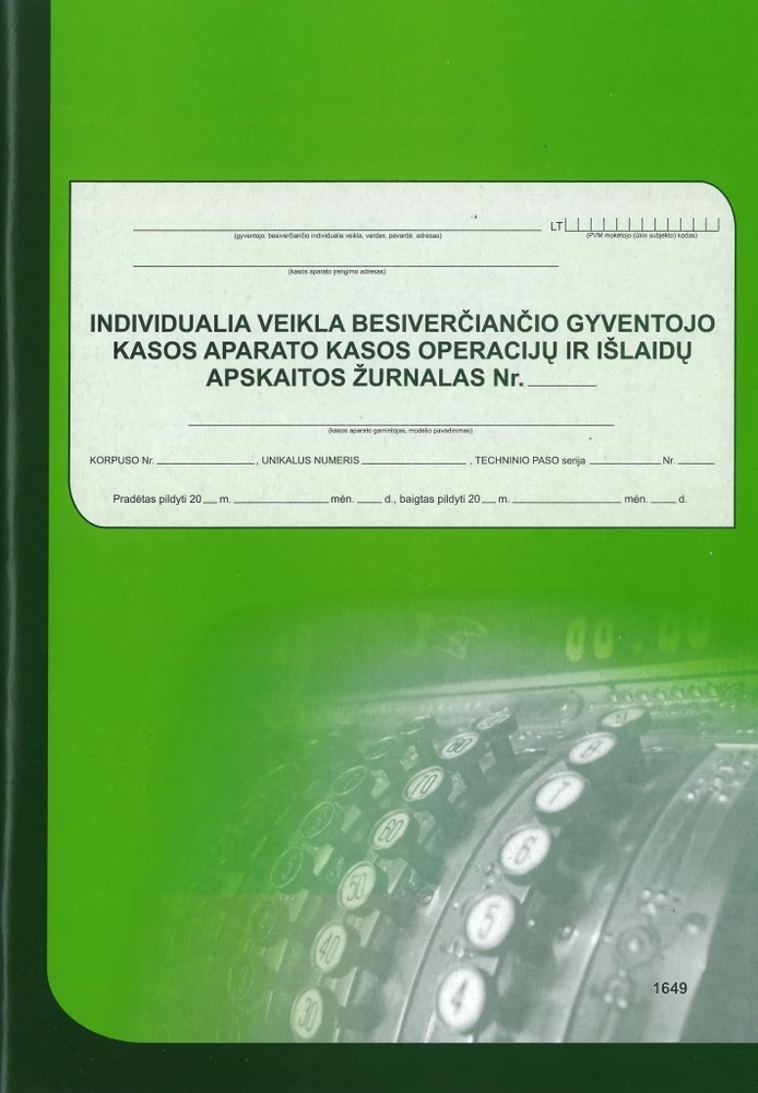 KA žurnalas individualia veikla besiverčiančiam gyventojui, vertikalus, A4, 3-jų dalių virš.