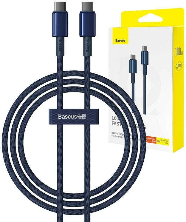 Laidas iš USB-C į USB-C Baseus Tungsten Gold, 100 W, 1 m (mėlynas)