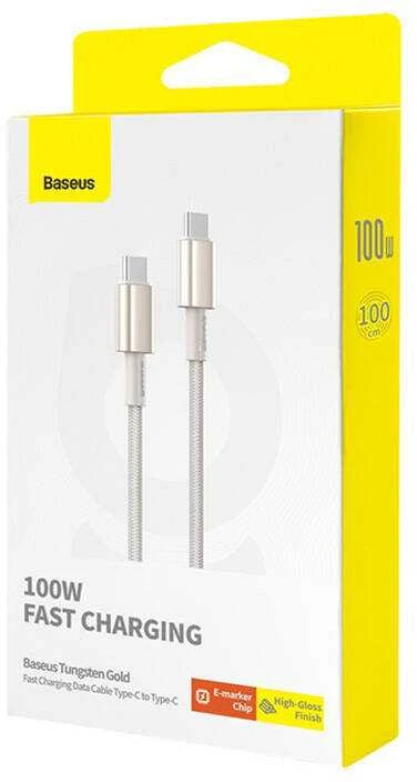 Laidas iš USB-C į USB-C Baseus Tungsten Gold, 100 W, 1 m (auksinis)