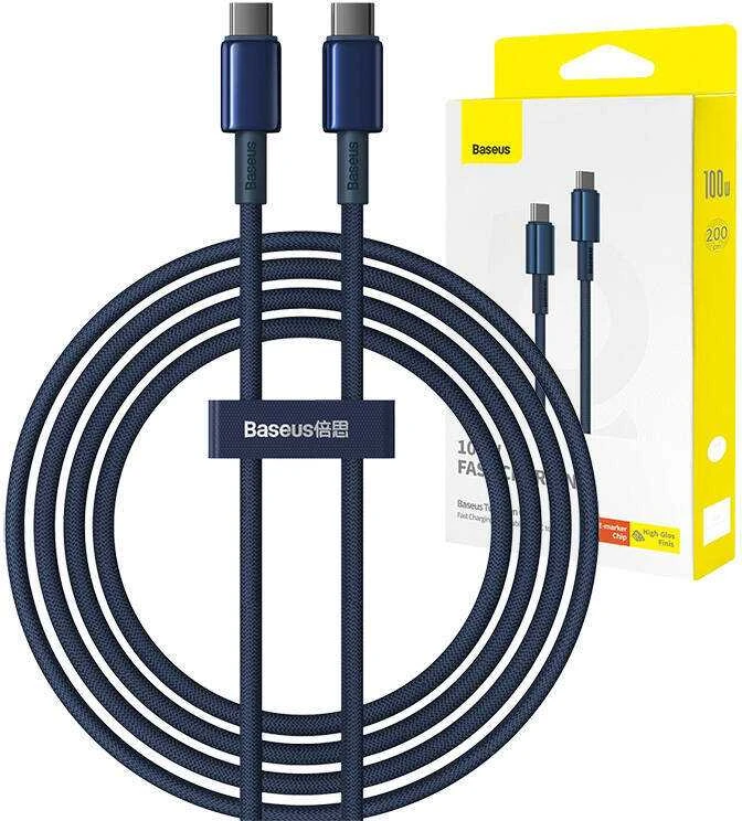 Baseus Tungsten Gold kabelis USB-C - USB-C 100W 2m - Mėlynas