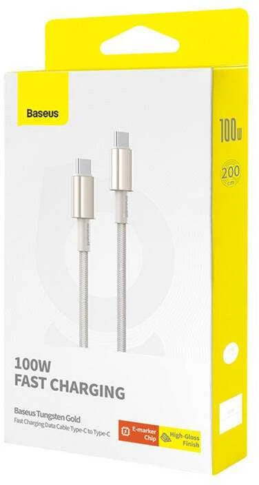 Laidas iš USB-C į USB-C Baseus Tungsten Gold, 100 W, 2 m (auksinis)