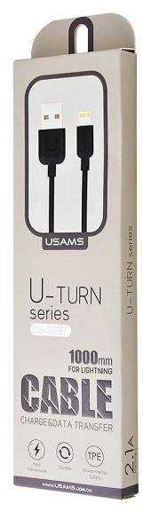 USAMS U-Turn Lightning Kabelis 1m juodos spalvos 2A IPUSBXD01 (US-SJ097)