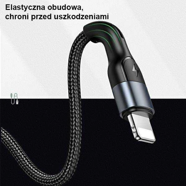 USAMS Braided U55 2A Lightning Kabelis juodos spalvos 1m SJ448USB01 (US-SJ448)