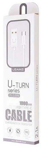 USAMS U-Turn USB-C Kabelis 1m baltos spalvos 2A TCUSBXD02 (US-SJ099)