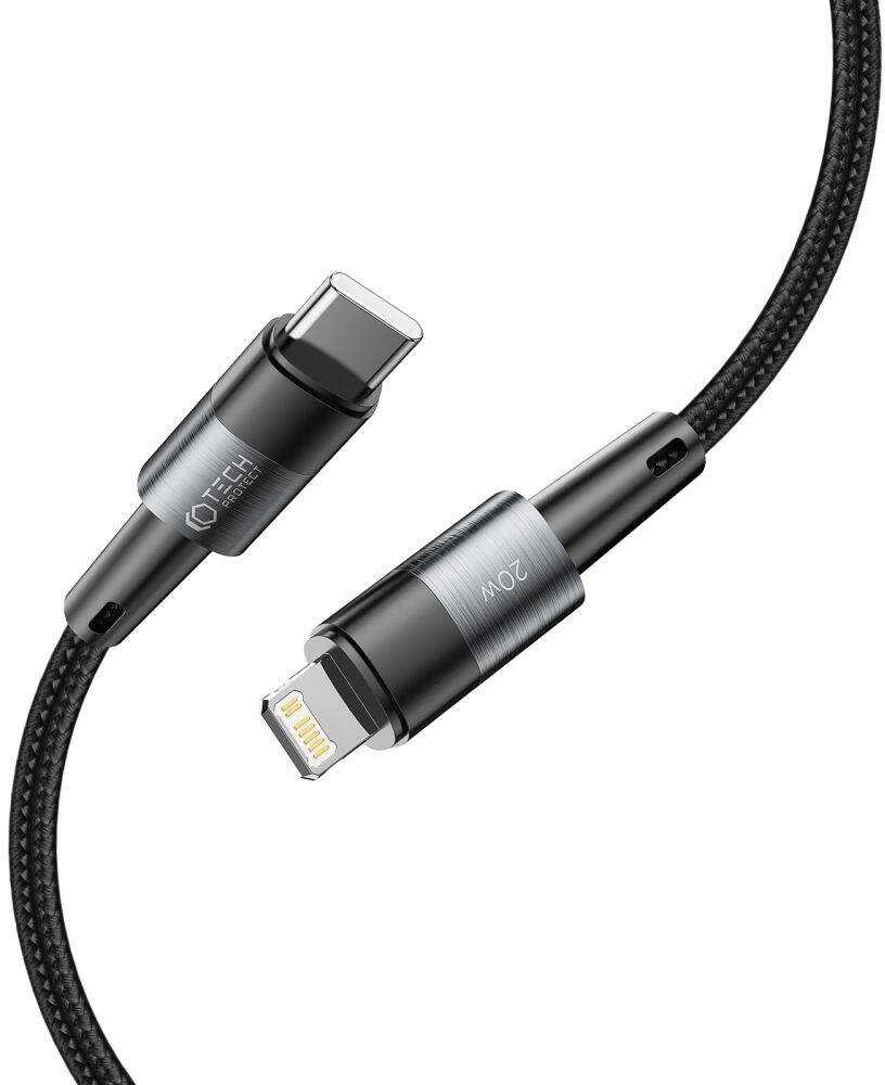 Kabelis 3A 20W 2m PD USB-C ir „Lightning“ Tech-Protect UltraBoost pilkos spalvos