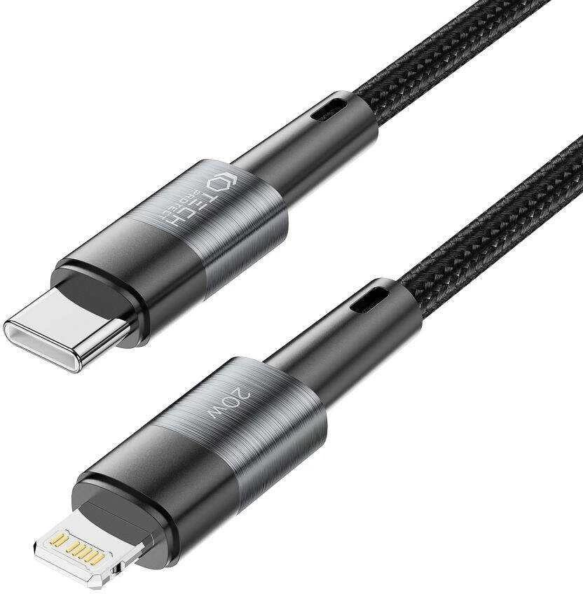 Kabelis 3A 20W 2m PD USB-C ir „Lightning“ Tech-Protect UltraBoost pilkos spalvos