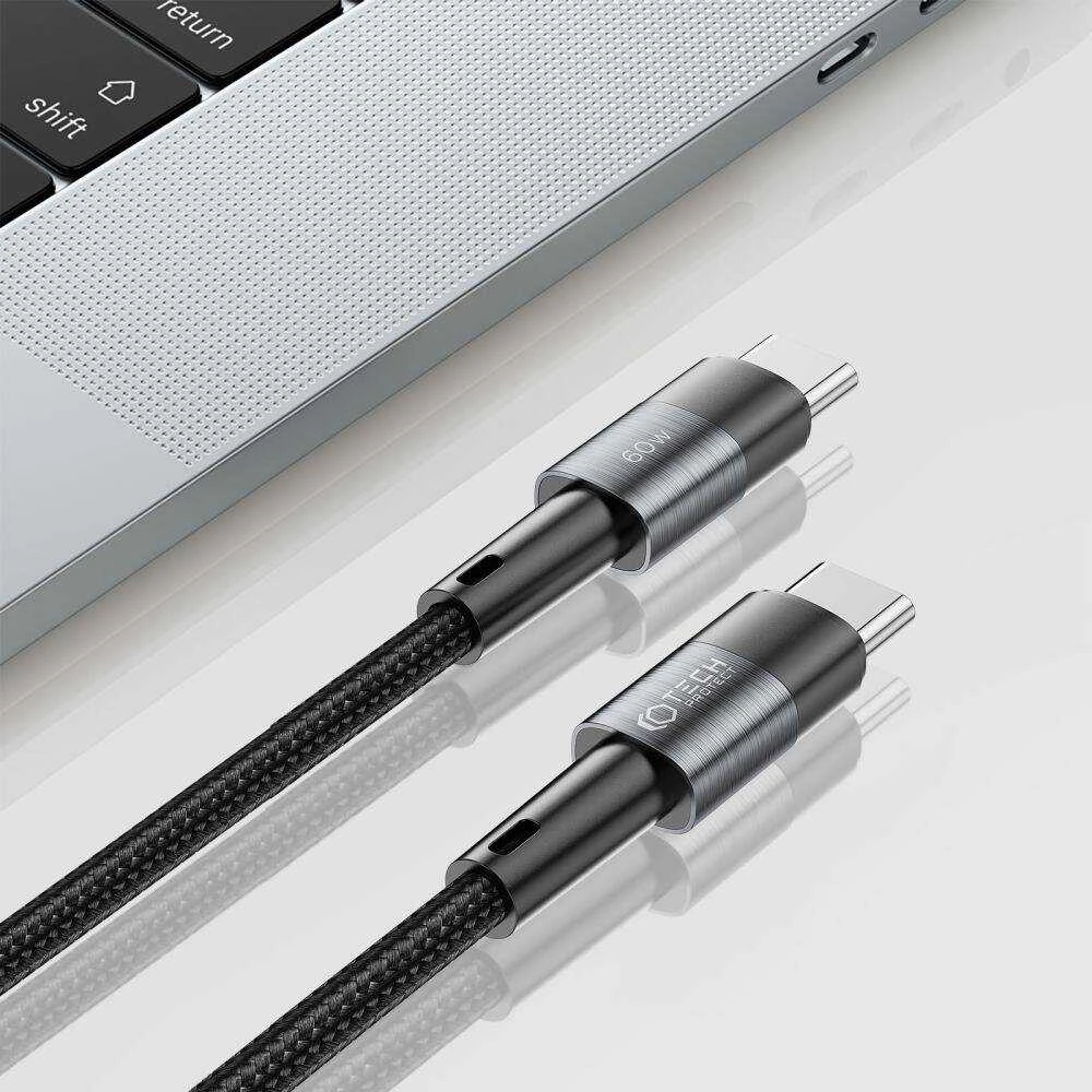 Kabelis 3A 60W 1m PD USB-C – USB-C Tech-Protect UltraBoost pilkos spalvos
