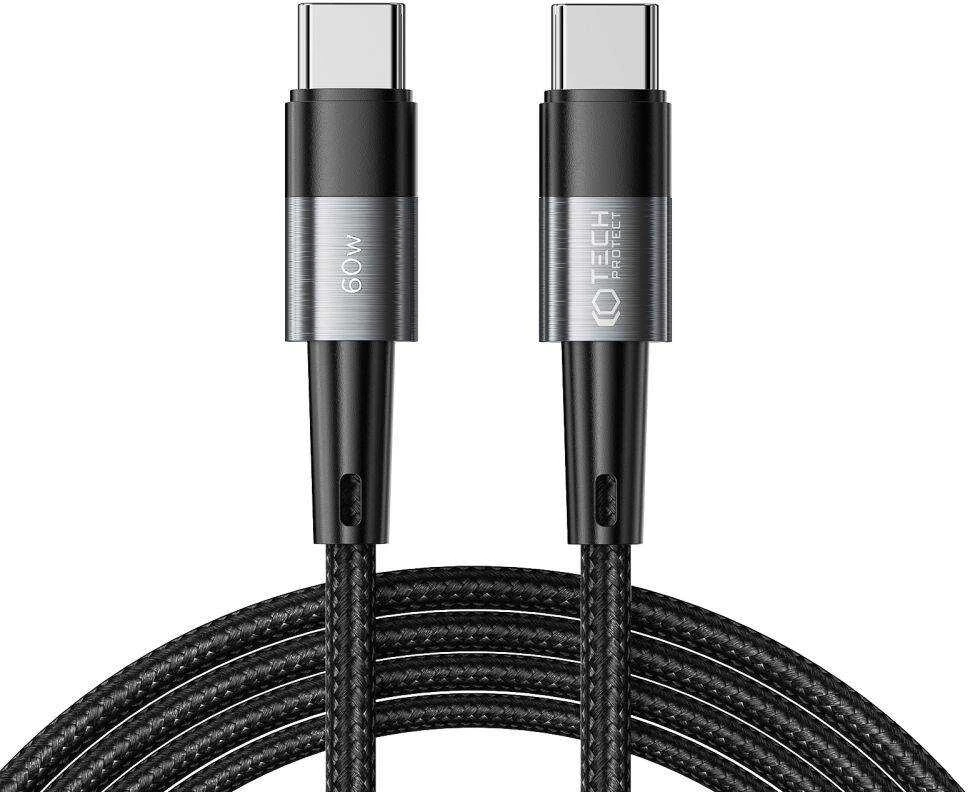 Kabelis 3A 60W 2m PD USB-C – USB-C Tech-Protect UltraBoost pilkos spalvos