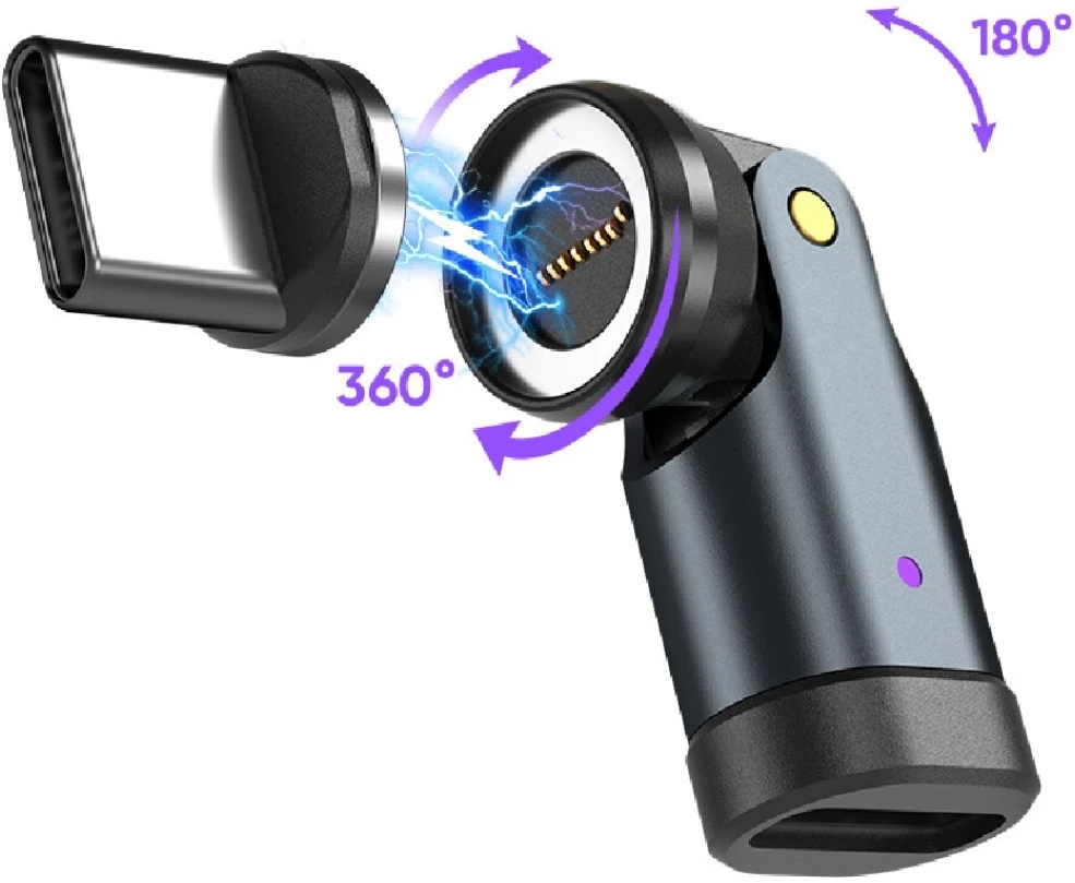 Kabelis 4smarts 540° Magnetic USB-C Kabelis Set GravityCord 240W 1.8m juodos spalvos