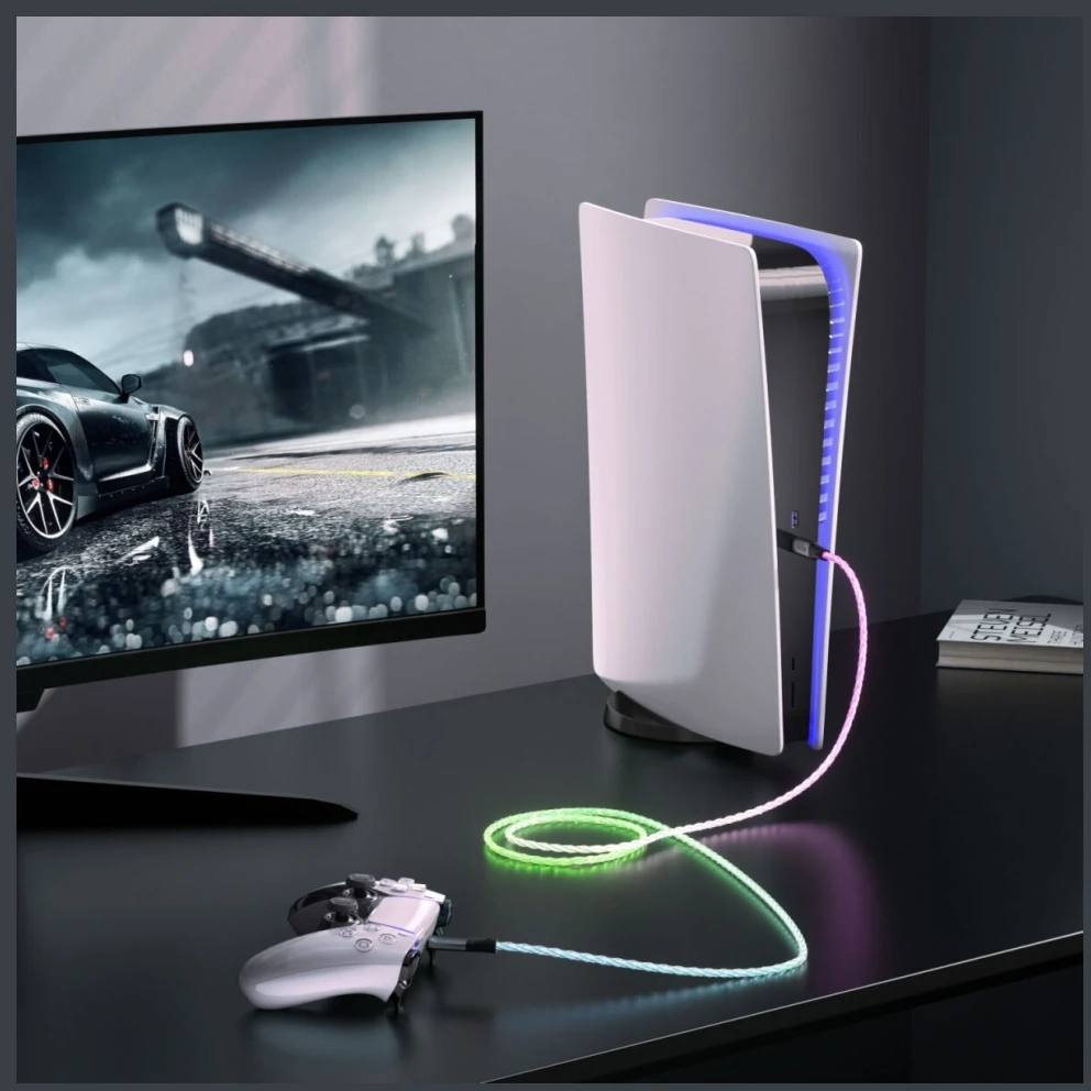 Kabelis 4smarts USB-C 60W 1.5m RGB