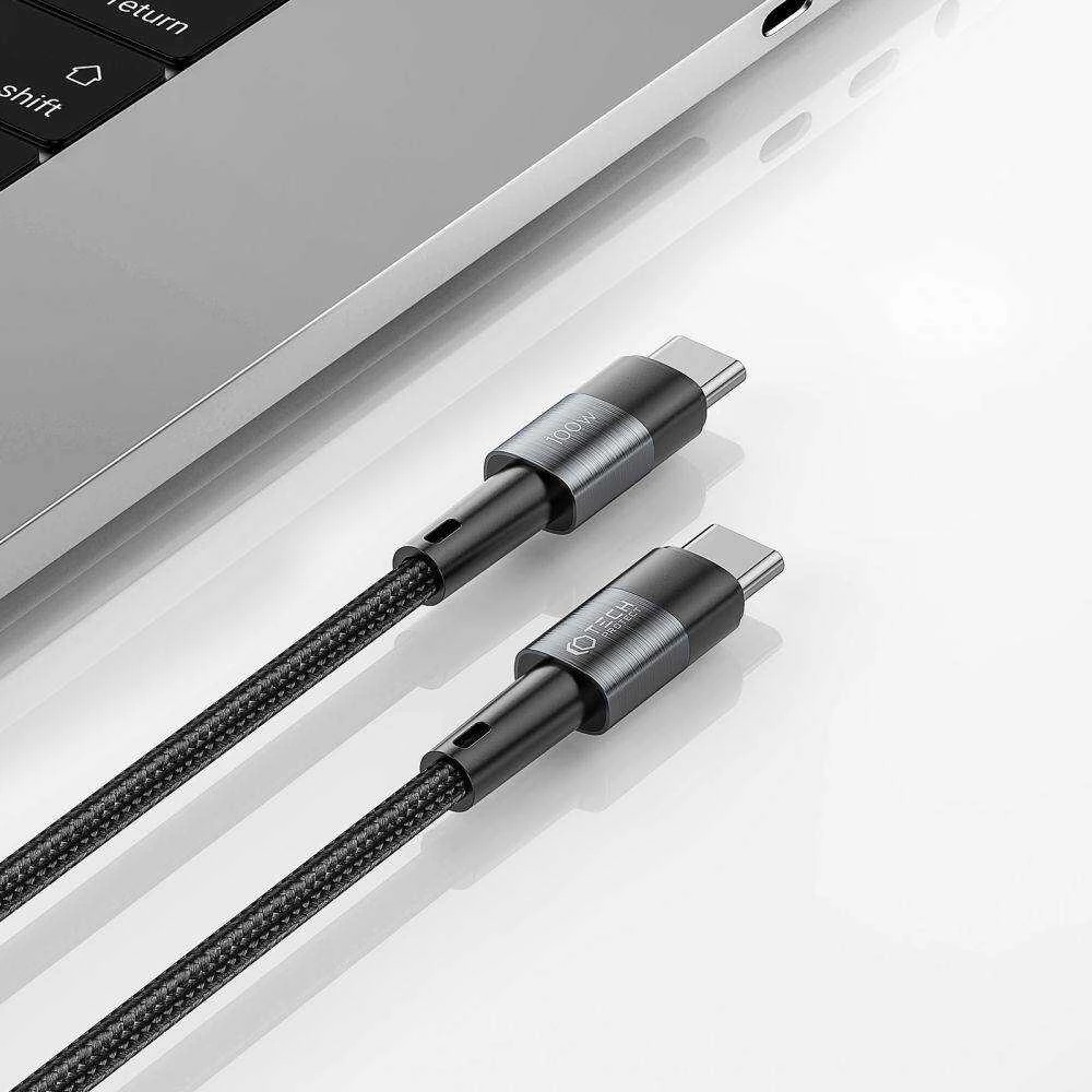 Kabelis 5A PD100W 0,25m USB-C ir USB-C Tech-Protect Ultraboost pilkos spalvos