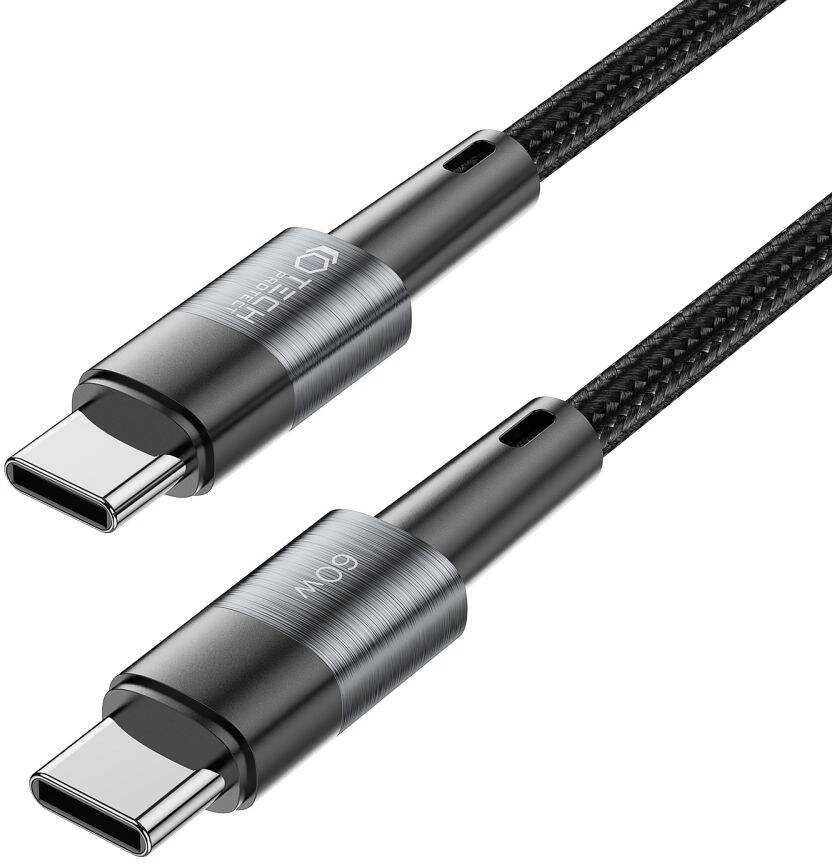 Kabelis 60W 3A 0,25m USB-C – USB-C Tech-Protect UltraBoost pilkos spalvos