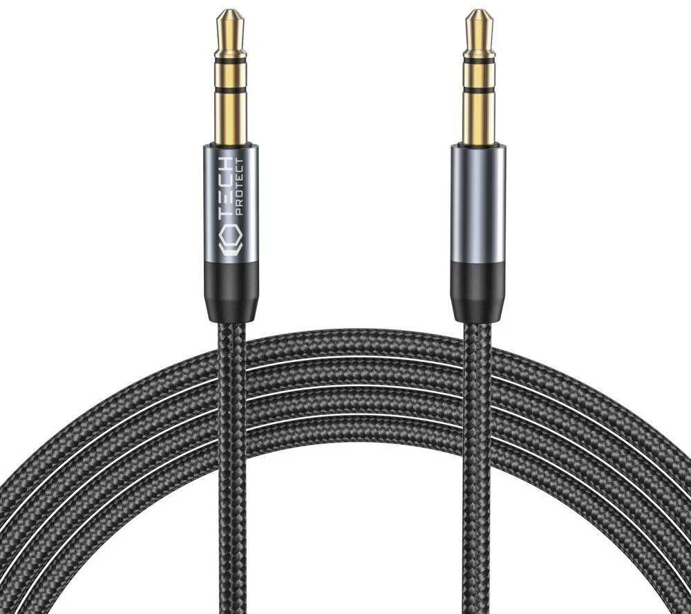 Kabelis Audio AUX 1,5m minijack 3,5mm – minijack 3,5mm Tech-Protect Ultraboost juodos spalvos