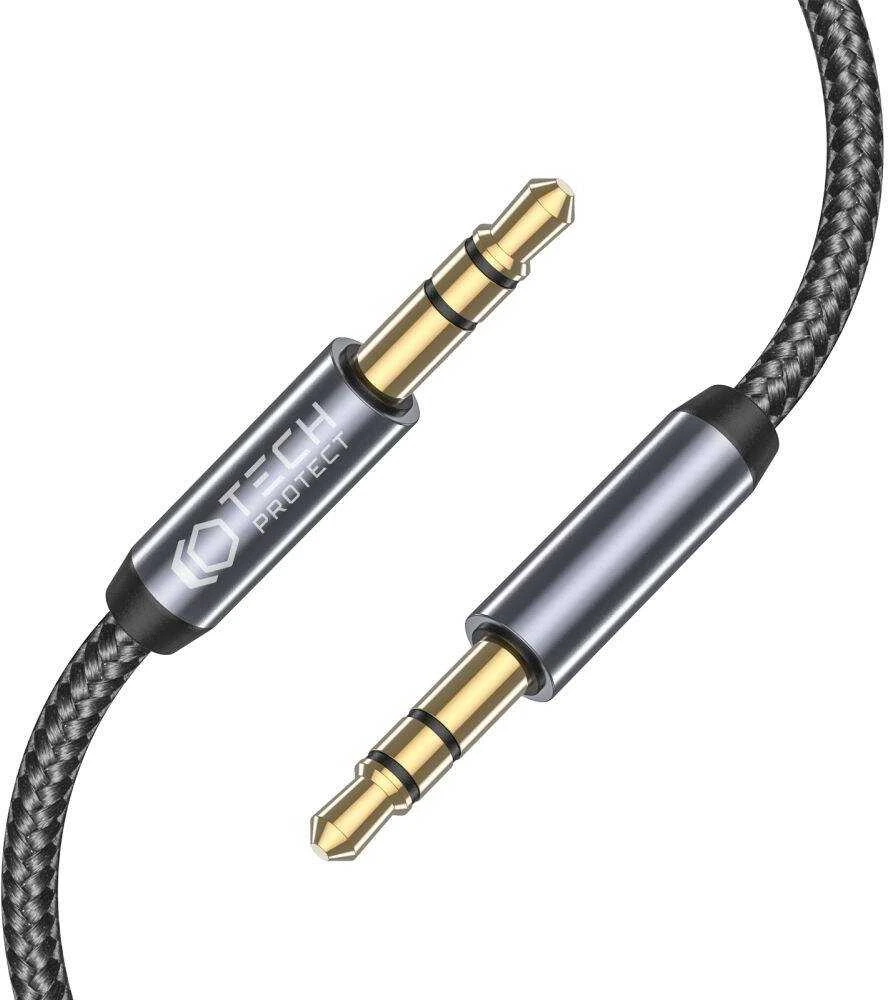 Kabelis Audio AUX 1,5m minijack 3,5mm – minijack 3,5mm Tech-Protect Ultraboost juodos spalvos
