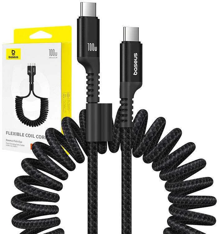 Greito įkrovimo laidas USB-C į USB-C Baseus Fish-Eye 100W, 1m (juodas)