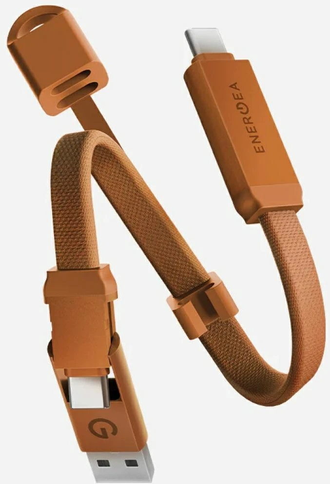 Kabelis Energea Sheath Key 2w1 USB-C skirta USB-C/USB-A 480Mbps 60W 15cm oranžinės spalvos