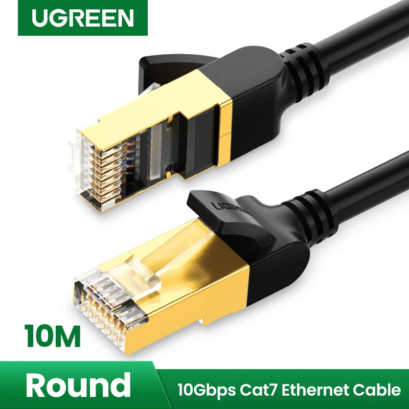 UGREEN Ethernet RJ45 plokščias tinklo kabelis Cat.7 STP 10m juodas