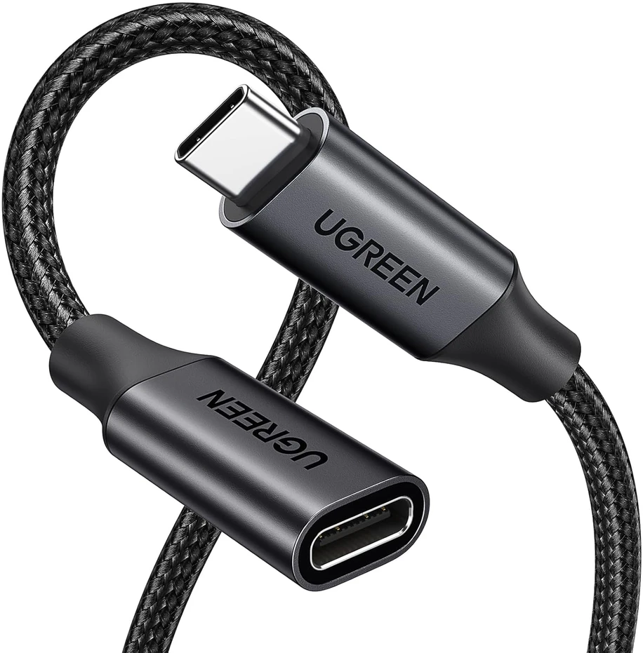 Kabelis ilgiklis USB C kištukas - USB C lizdas USB3.2 100W 1m 10Gbps juodas US372 UGREEN