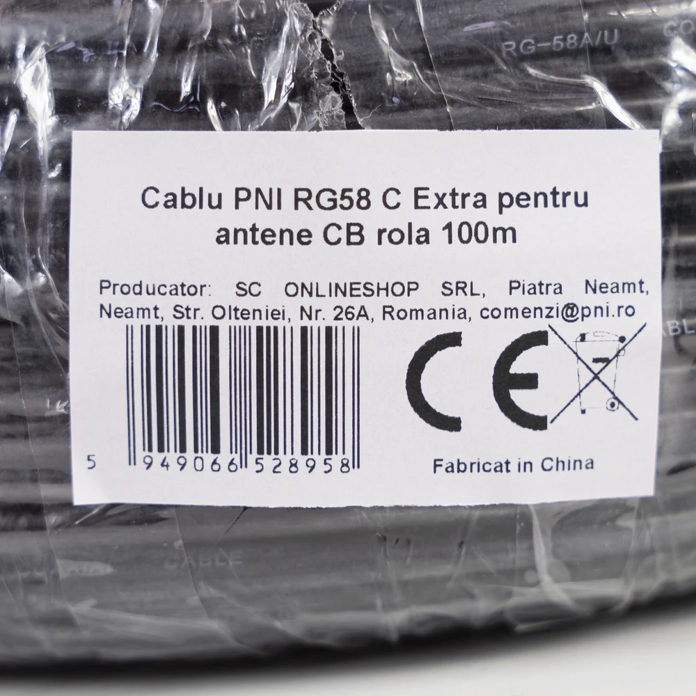 Kabelis PNI RG58 C Extra CB antenoms, ritė 100m