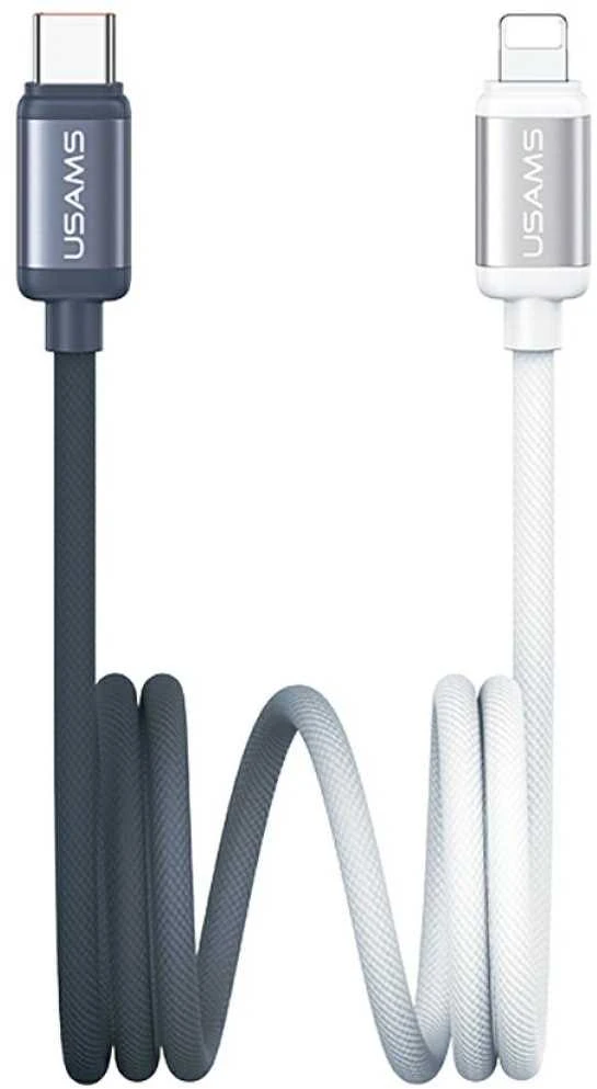 Kabelis USAMS Bicolor Series SJ757 PD 30W USB-C/Lightning 1.2m juodos spalvos and baltas