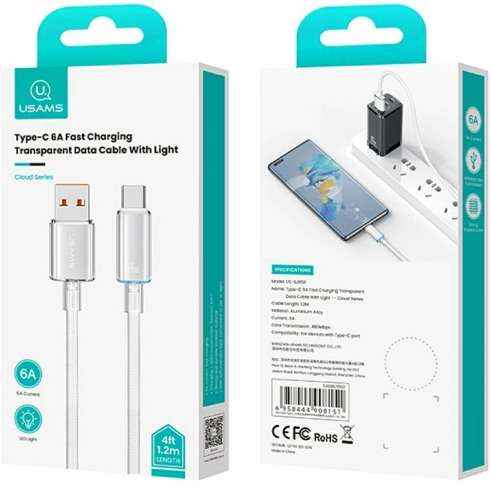 USAMS Cloud serijos 6A USB–C tipo jungtis