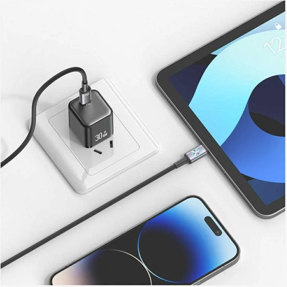 USAMS Huan Series SJ753 30W USB-C į Lightning kabelis 1.2 m tamsinti