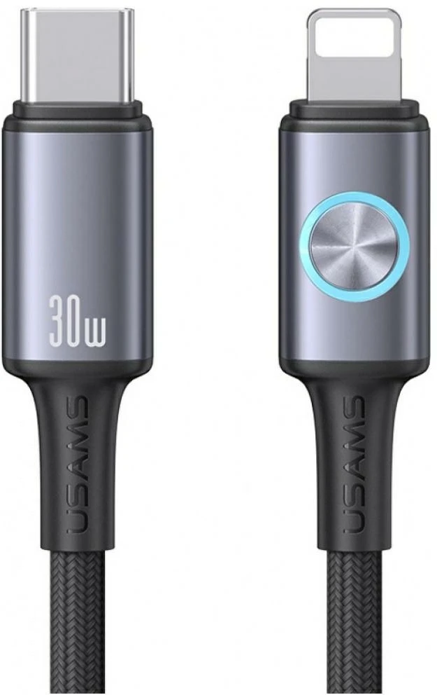 USAMS Huan Series SJ753 30W USB-C į Lightning kabelis 1.2 m tamsinti