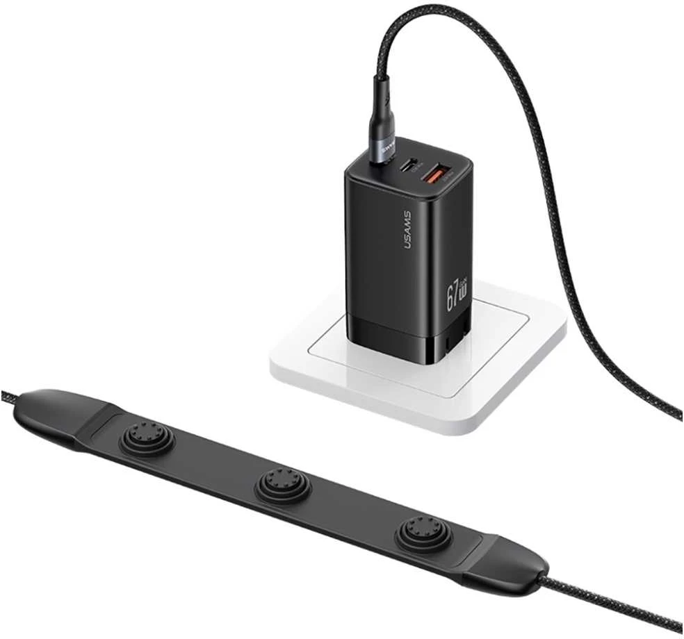 Kabelis USAMS SJ759 U89 100W Fast Charging with massager juodos spalvos