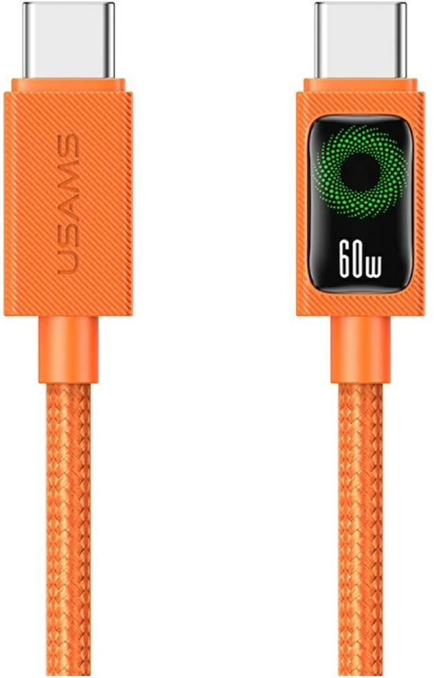 Kabelis USAMS SJ773 PD 60W USB-C/USB-C 1.2m oranžinės spalvos